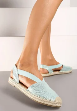 Jasnozielone Espadryle z Ekoskóry na Płaskiej Podeszwie Cecilas