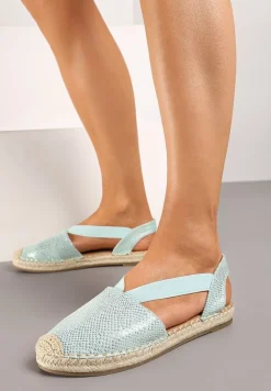 Jasnozielone Espadryle z Ekoskóry na Płaskiej Podeszwie Cecilas