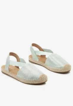 Jasnozielone Espadryle z Ekoskóry na Płaskiej Podeszwie Cecilas