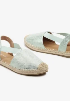 Jasnozielone Espadryle z Ekoskóry na Płaskiej Podeszwie Cecilas