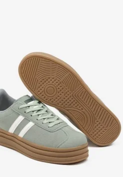 Jasnozielone Klasyczne Sneakersy na Niewysokiej Platformie Terilee