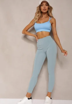 Jasnozielone Sportowe Legginsy High Waist Quarefia