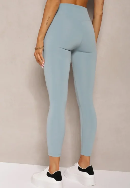 Jasnozielone Sportowe Legginsy High Waist Quarefia