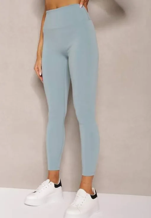 Jasnozielone Sportowe Legginsy High Waist Quarefia