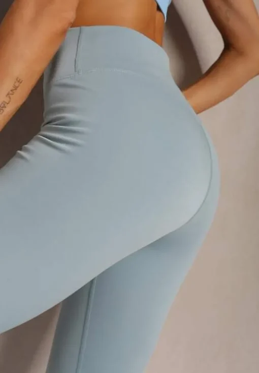 Jasnozielone Sportowe Legginsy High Waist Quarefia