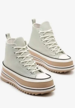 Jasnozielone Trampki na Wysokiej Platformie z Cholewką za Kostkę Anlitela