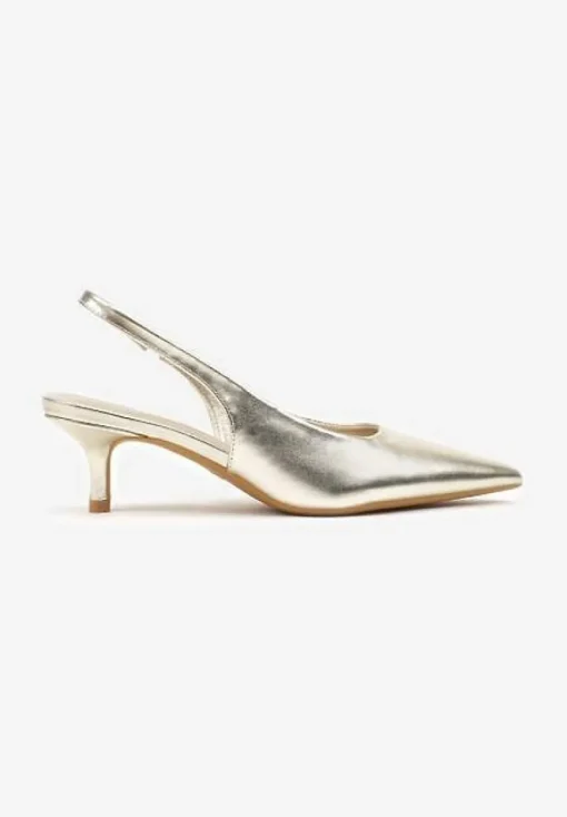 Jasnozłote Sandały Vices Slingback na Obcasie Typu Kaczuszka Kovirida