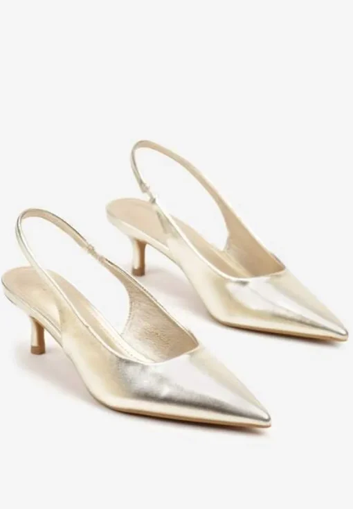 Jasnozłote Sandały Vices Slingback na Obcasie Typu Kaczuszka Kovirida