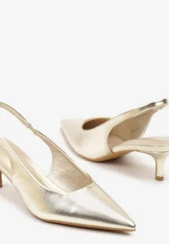Jasnozłote Sandały Vices Slingback na Obcasie Typu Kaczuszka Kovirida