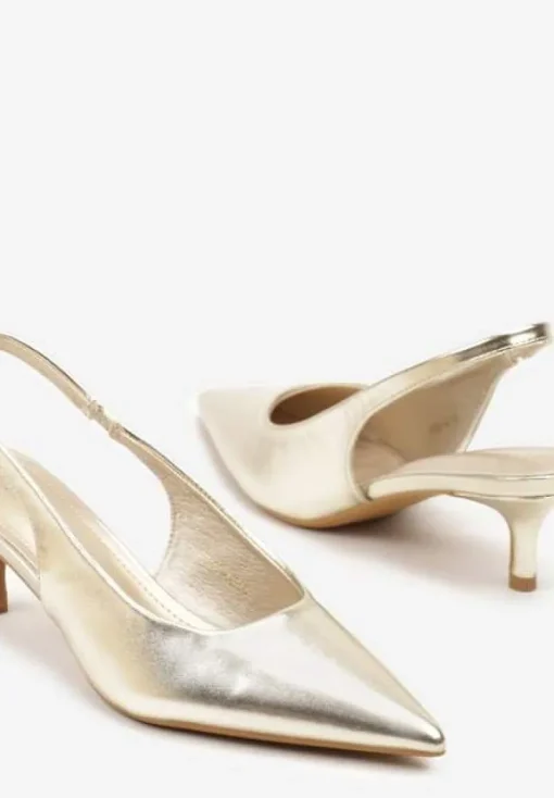 Jasnozłote Sandały Vices Slingback na Obcasie Typu Kaczuszka Kovirida
