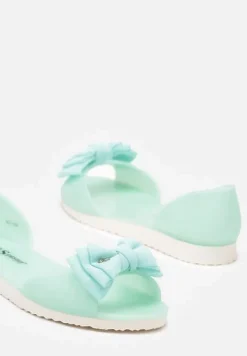 Miętowe Balerinki Meliski z Materiałową Kokardką w Pasującym Kolorze Anirtepa