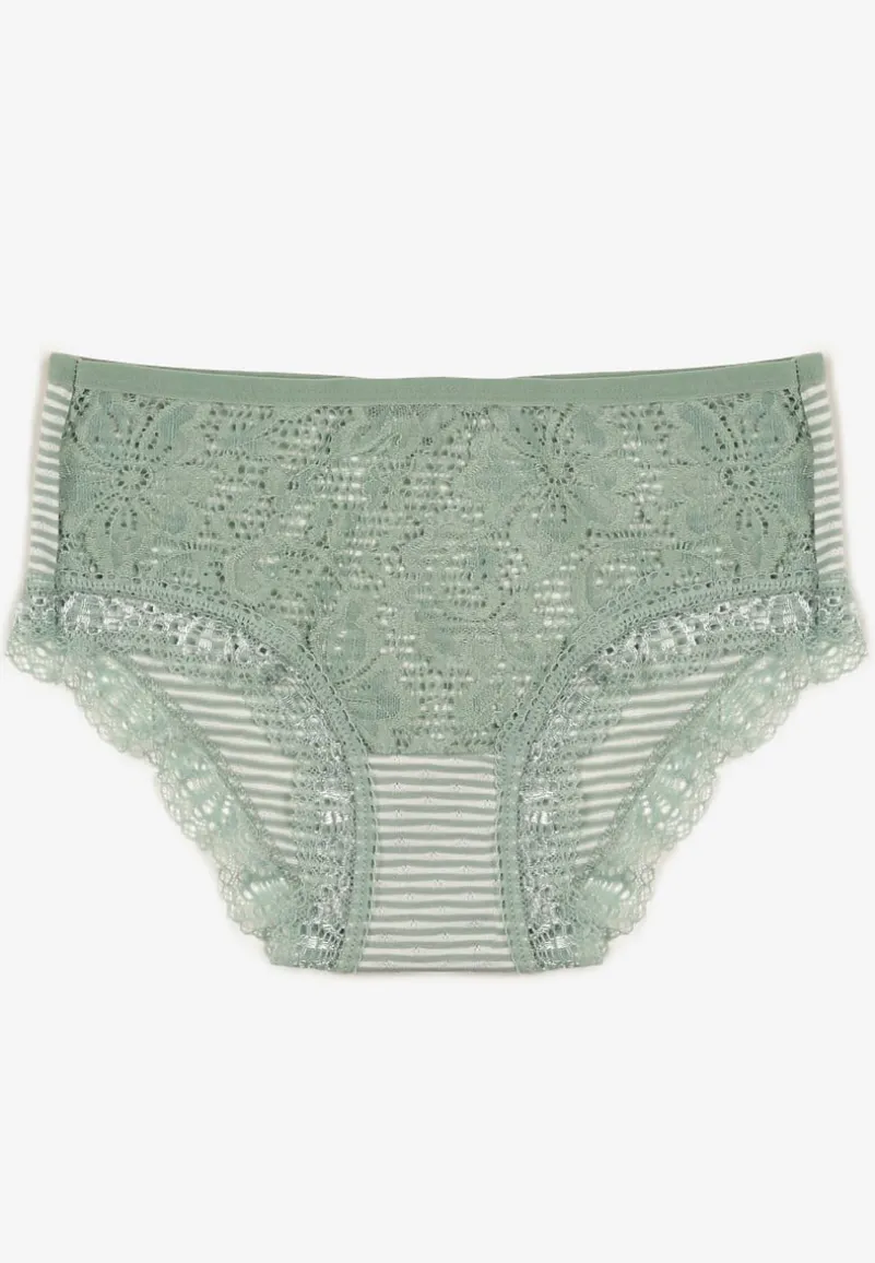 Miętowe Koronkowe Majtki Figi z Bawełny Kathrin
