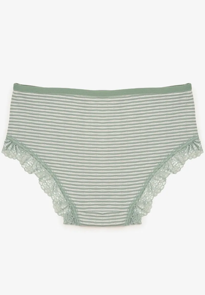 Miętowe Koronkowe Majtki Figi z Bawełny Kathrin