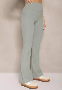 Miętowe Legginsy Dzwony High Waist Korivienne