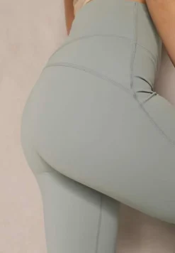 Miętowe Legginsy Dzwony High Waist Korivienne