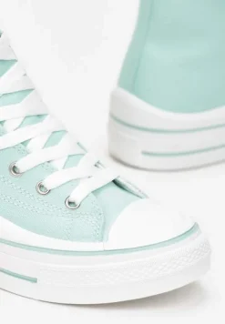Miętowe Trampki z Wysoką Cholewką na Platformie Layun