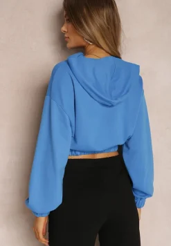 Niebieska Bluza Krótka z Kapturem Zulikha