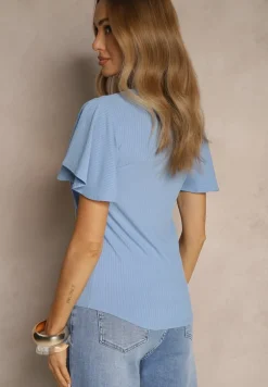 Niebieska Bluzka z Rozkloszowanymi Rękawami Sunelva
