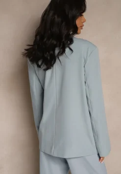 Niebieska Marynarka Ozdobiona Wiązaniem z Boku Lunorisa