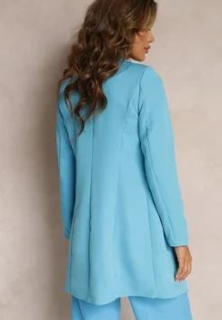 Niebieska Marynarka Taliowana Dwurzędowa Swal