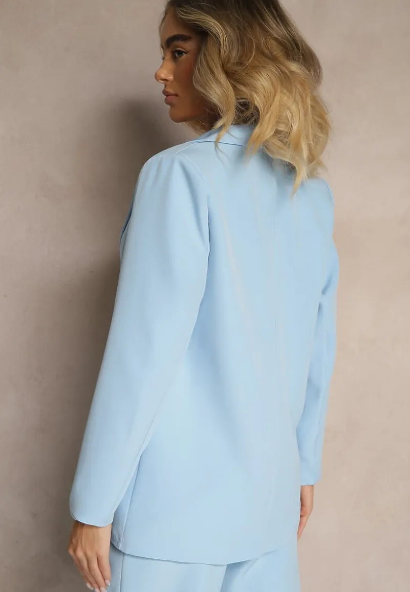 Niebieska Pudełkowa Marynarka z Imitacją Kieszeni Vivisae