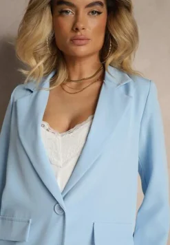 Niebieska Pudełkowa Marynarka z Imitacją Kieszeni Vivisae