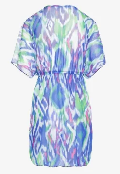 Niebieska Siateczkowa Narzutka z Abstrakcyjnym Motywem Ozdobiona Wiązaniem Revoreia