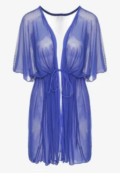 Niebieska Siateczkowa Narzutka Plażowa z Wiązaniem Sadeoliae