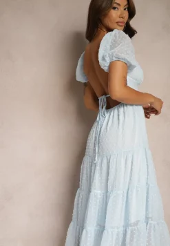 Niebieska Sukienka z Odkrytymi Plecami Nephia