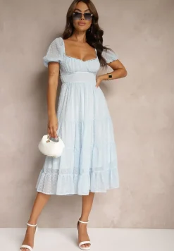 Niebieska Sukienka z Odkrytymi Plecami Nephia