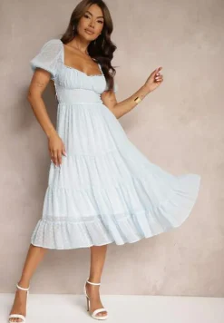 Niebieska Sukienka z Odkrytymi Plecami Nephia