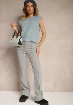 Niebieska Sweterkowa Kamizelka z Wełną z Prążkowanego Materiału Titheora