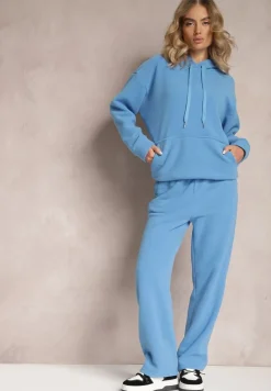 Niebieski 2-częściowy Komplet Ocieplany z Bluzą i Spodniami Enchante
