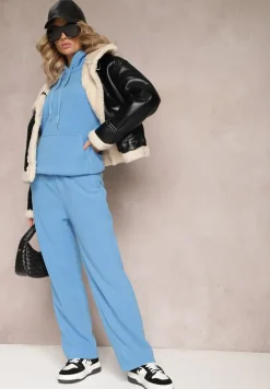 Niebieski 2-częściowy Komplet Ocieplany z Bluzą i Spodniami Enchante