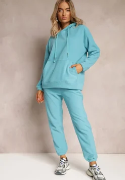 Niebieski 2-częściowy Komplet Dresowy z Bluzą i Spodniami Maddeve