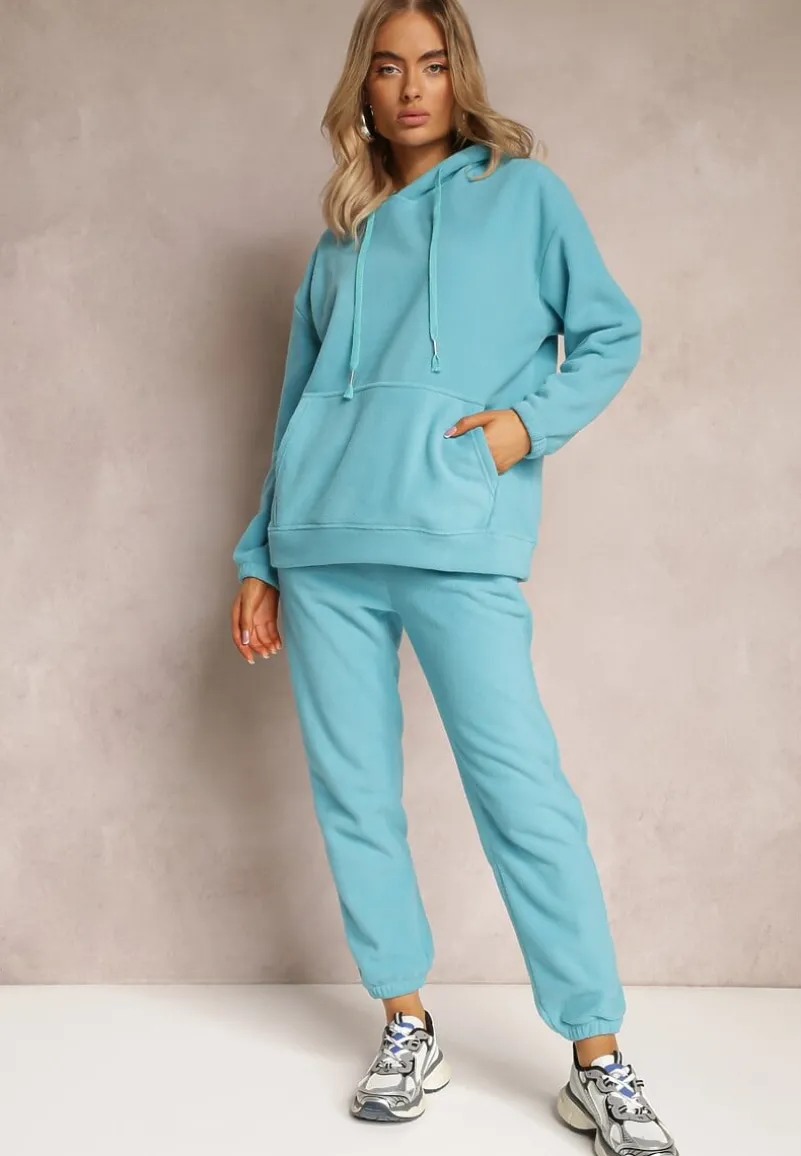 Niebieski 2-częściowy Komplet Dresowy z Bluzą i Spodniami Maddeve