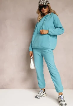 Niebieski 2-częściowy Komplet Dresowy z Bluzą i Spodniami Maddeve