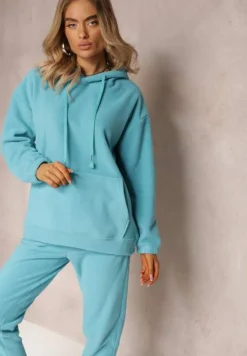 Niebieski 2-częściowy Komplet Dresowy z Bluzą i Spodniami Maddeve