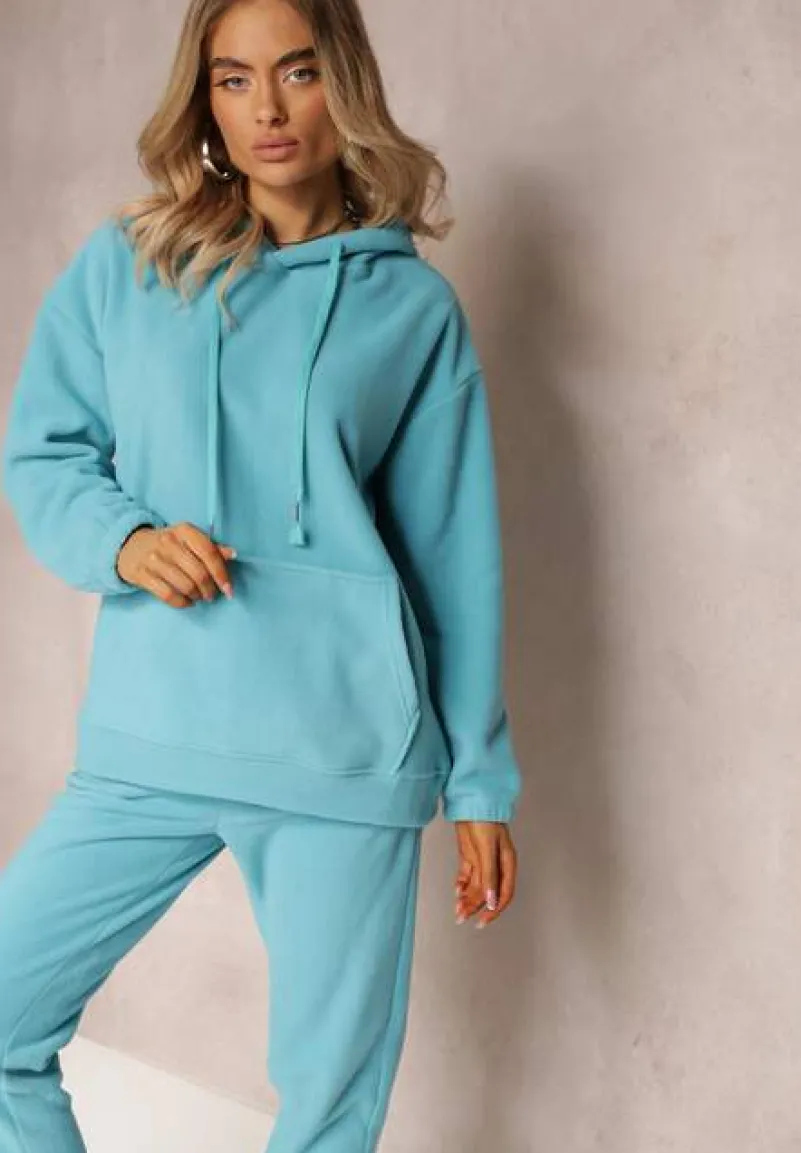 Niebieski 2-częściowy Komplet Dresowy z Bluzą i Spodniami Maddeve