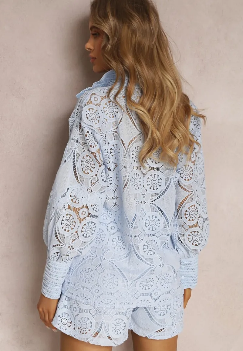 Niebieski 2-Częściowy Komplet Koronkowy Lolet