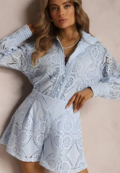 Niebieski 2-Częściowy Komplet Koronkowy Lolet