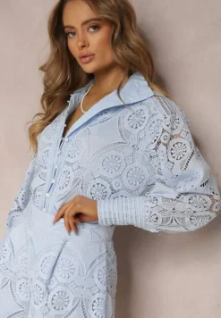 Niebieski 2-Częściowy Komplet Koronkowy Lolet