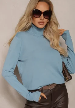 Niebieski Golf z Wełną i Kaszmirem o Klasycznym Kroju Giovane