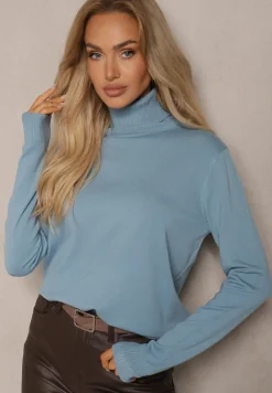 Niebieski Golf z Wełną i Kaszmirem o Klasycznym Kroju Giovane