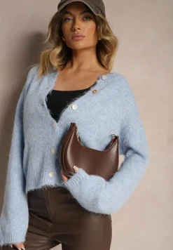 Niebieski Klasyczny Kardigan o Prostym Kroju Riavara