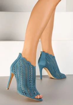 Niebieskie Ażurowe Sandały Vices na Szpilce Seladith
