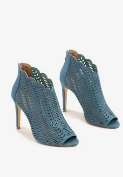 Niebieskie Ażurowe Sandały Vices na Szpilce Seladith