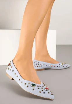 Niebieskie Balerinki z Ozdobnymi Kamykami Ulirella