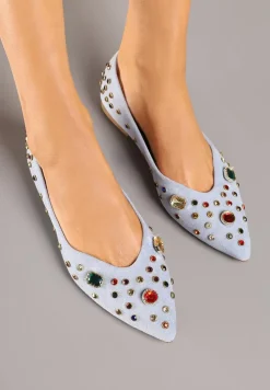 Niebieskie Balerinki z Ozdobnymi Kamykami Ulirella