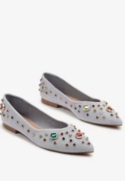 Niebieskie Balerinki z Ozdobnymi Kamykami Ulirella